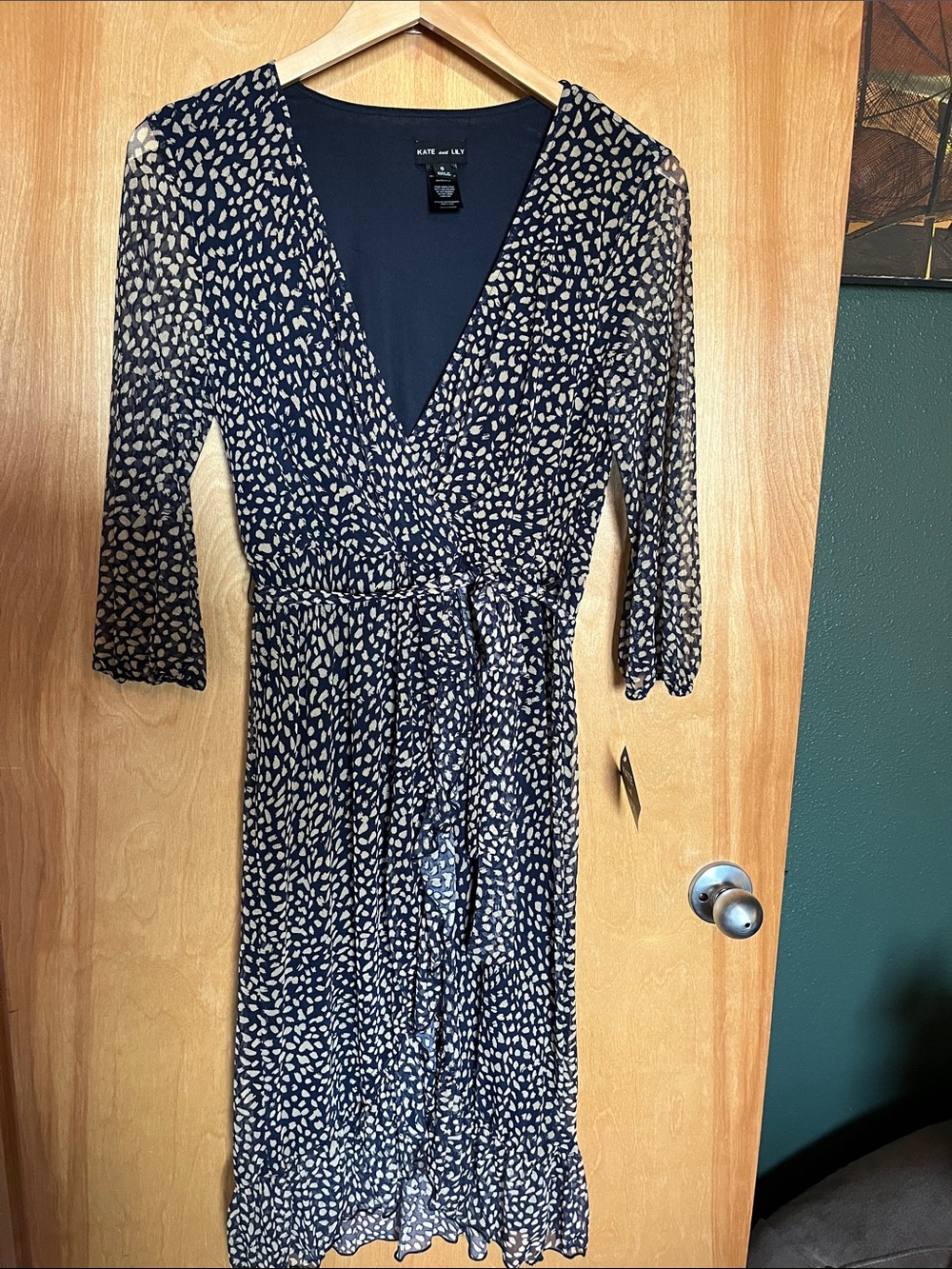 Kate and Lily Navy Printed Wrap Dress